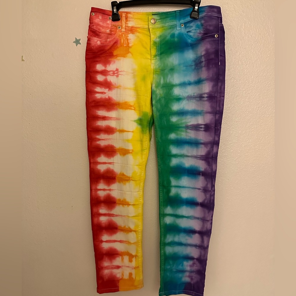 Chico tie-dyed rainbow jeans